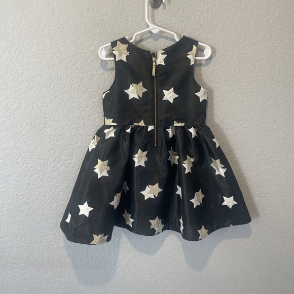Gymboree Dress Girls 4 Black Gold Sparkle star Dress Christmas Wedding Lined - Picture 5 of 12
